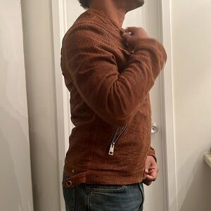 Street leather, Italian made Brown Herringbone leather